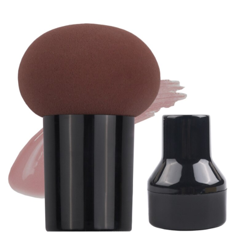 Esponja de maquillaje con forma de seta, esponja de maquillaje en polvo, corrector facial, base, cosmética, 1 unidad: Brown