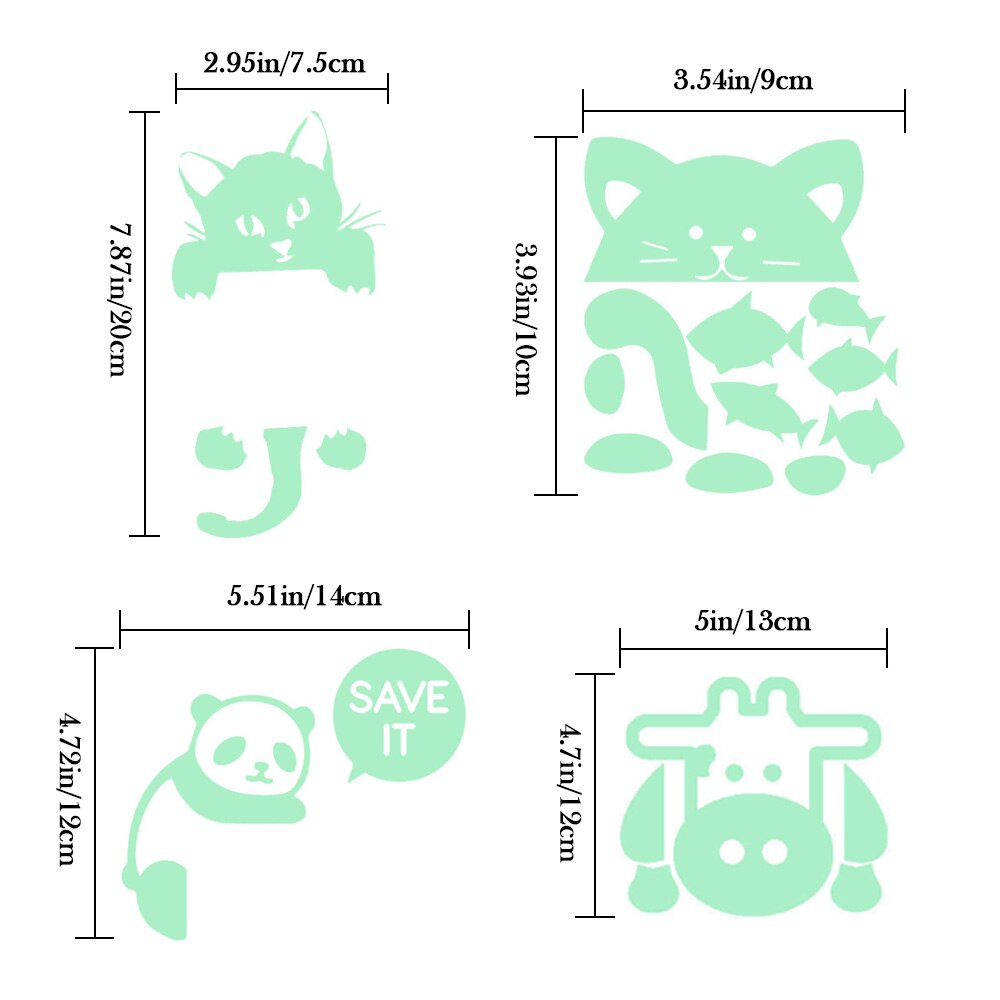 1Pc Cartoons Schakelaar Sticker Leuke Koeien Katten En Honden Fluorescerend Papier Lichtgevende Sticker Kinderkamer Woondecoratie