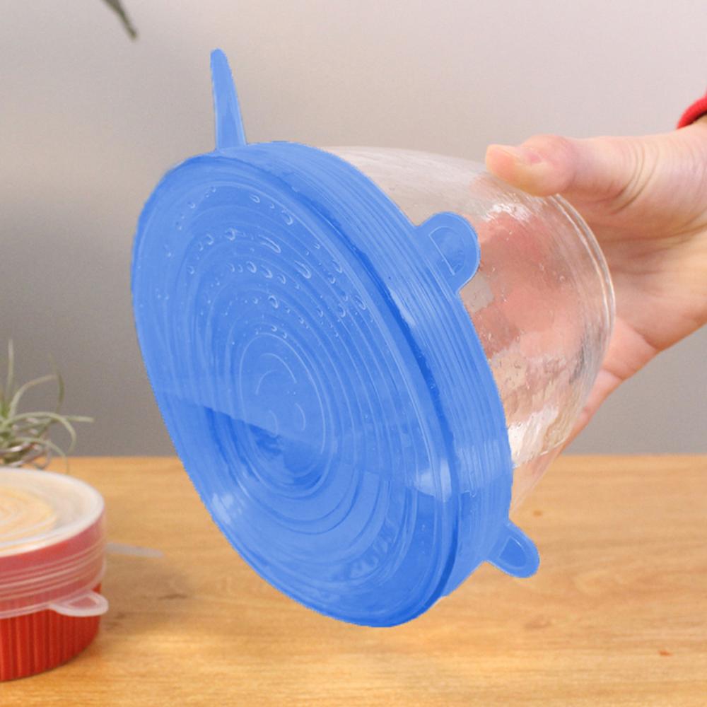 6 maten siliconen rekdeksels universele siliconen voedselverpakking kom pot deksel siliconen vers deksel kookkeuken accessoires