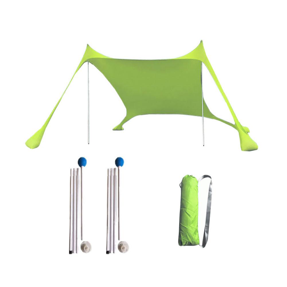 Familie Strand Waterdichte Parasol Lichtgewicht Draagbare Strand Luifel Anti-Uv Zonnescherm Tent Met Zandzak Ankers 4 Gratis Pinnen: Green