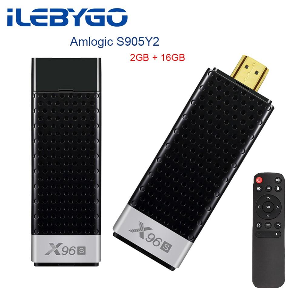 Ilebygo-minitv Stick X96S 4K, con Android 8,1, 4GB, 32GB, S905Y2, Quad Core, wi-fi Dual 2,4 GHz/5GHz, Bluetooth 4,2, 1080P, H.265, Dongle de TV inteligente: Enchufe estadounidense / 2g 16g