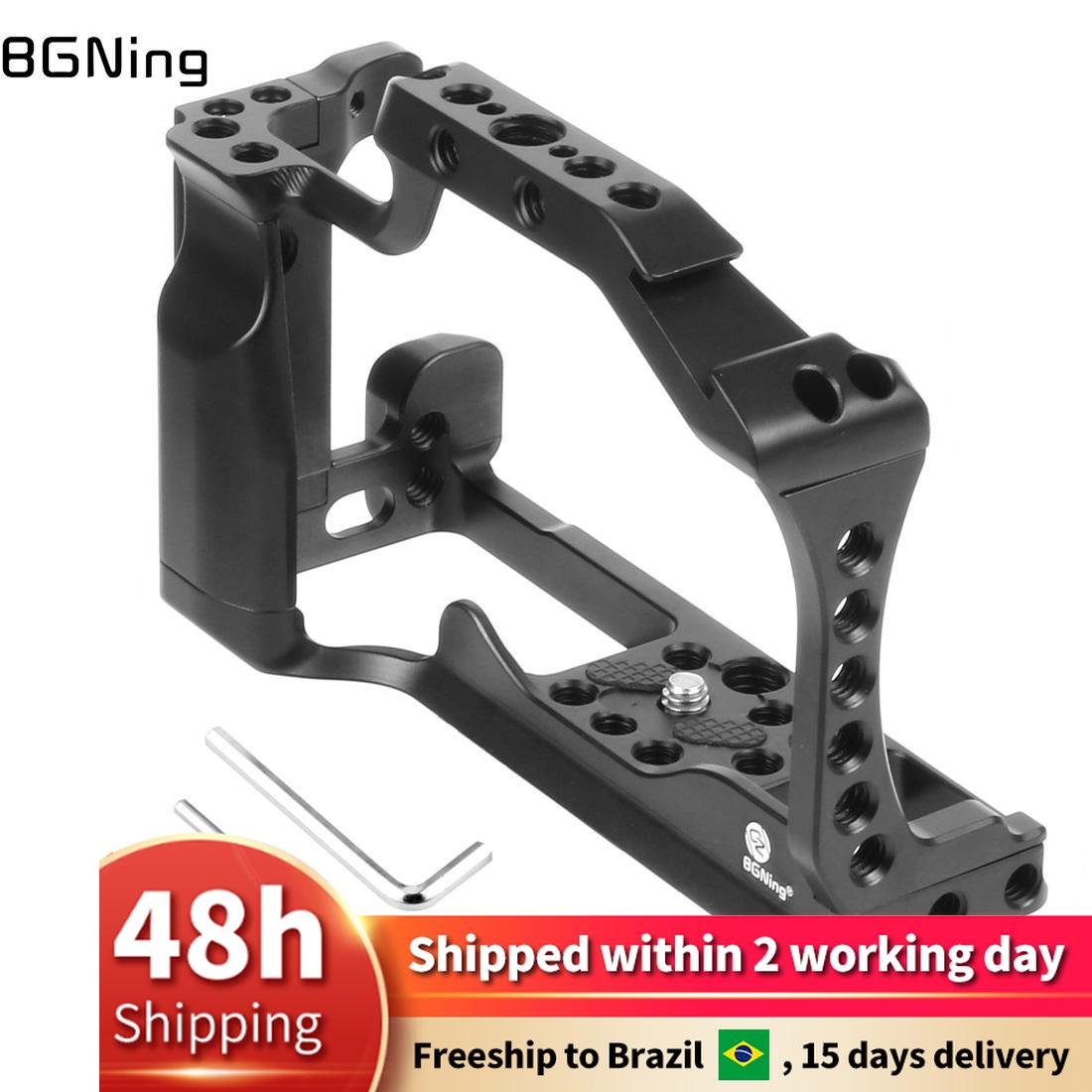 BGNING DSLR Camera Cage for Canon EOS M50 M5 Handle Grip w/ 1/4 3/8 Mounting Holes Cold Shoe for Vlogging Monitor Microphone