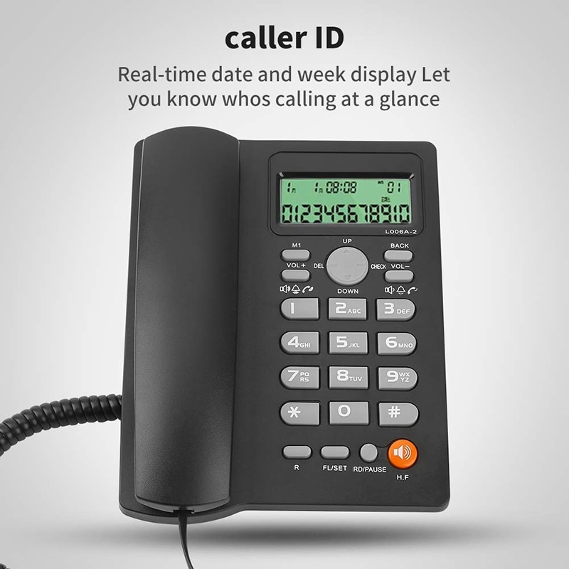 Desktop Corded Telefon mit Anrufer ID Display, Wired Festnetz Telefon für Home/Hotel/Büro, einstellbare Volumen, Echtzeit Datum W
