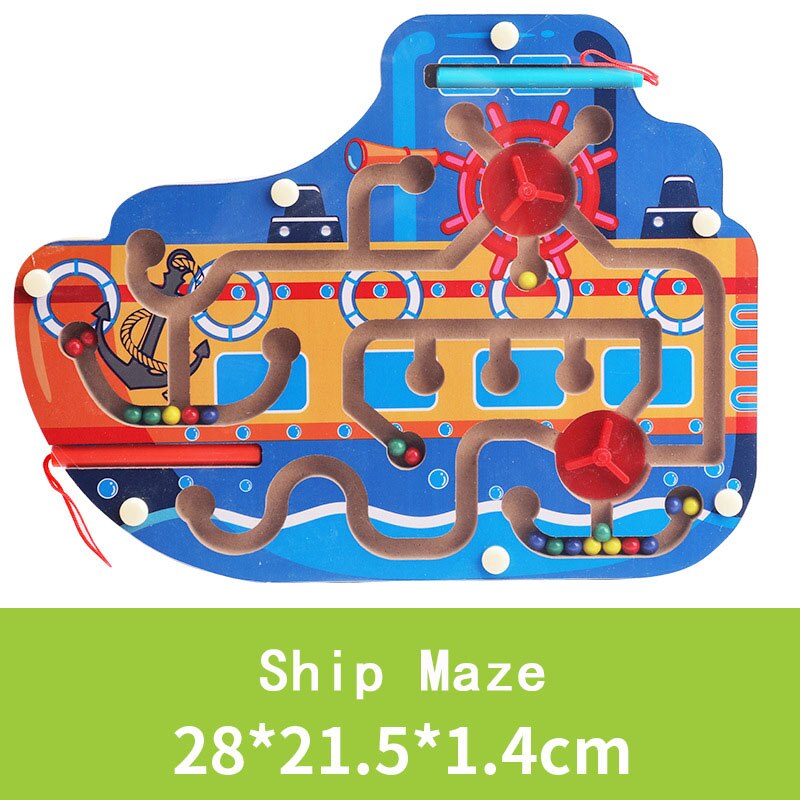 Big Size Animal Cube Puzzle Maze Toy Game Wood Magic Games Magnet For Children Adult Cube Puzzle Education Balance Magnetic Maze: Boat