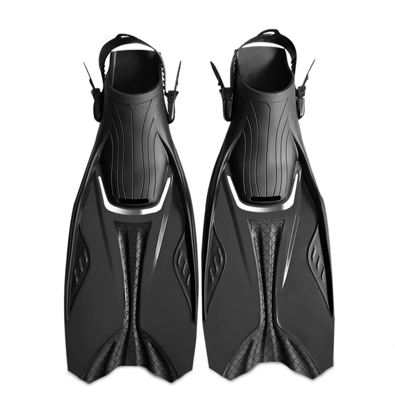 Mermaids Diving fins long adjustable adult snorkeling fins diving equipment swimming Flippers scuba dive: BLACK / XL