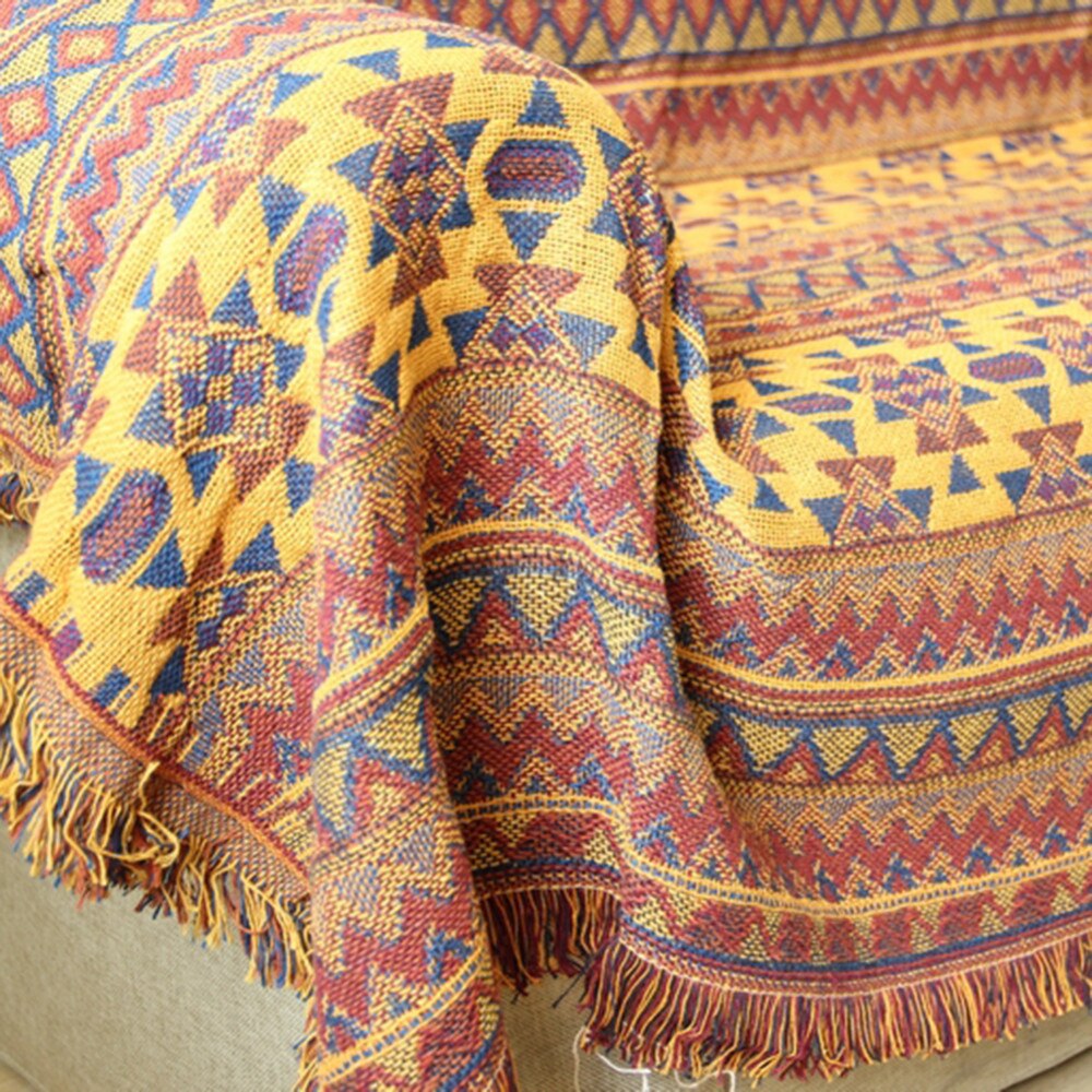 Bohème Chenille serviette couverture pour canapé canapé décoratif housse jette Plaid rectangulaire Boho couture voyage avion couverture