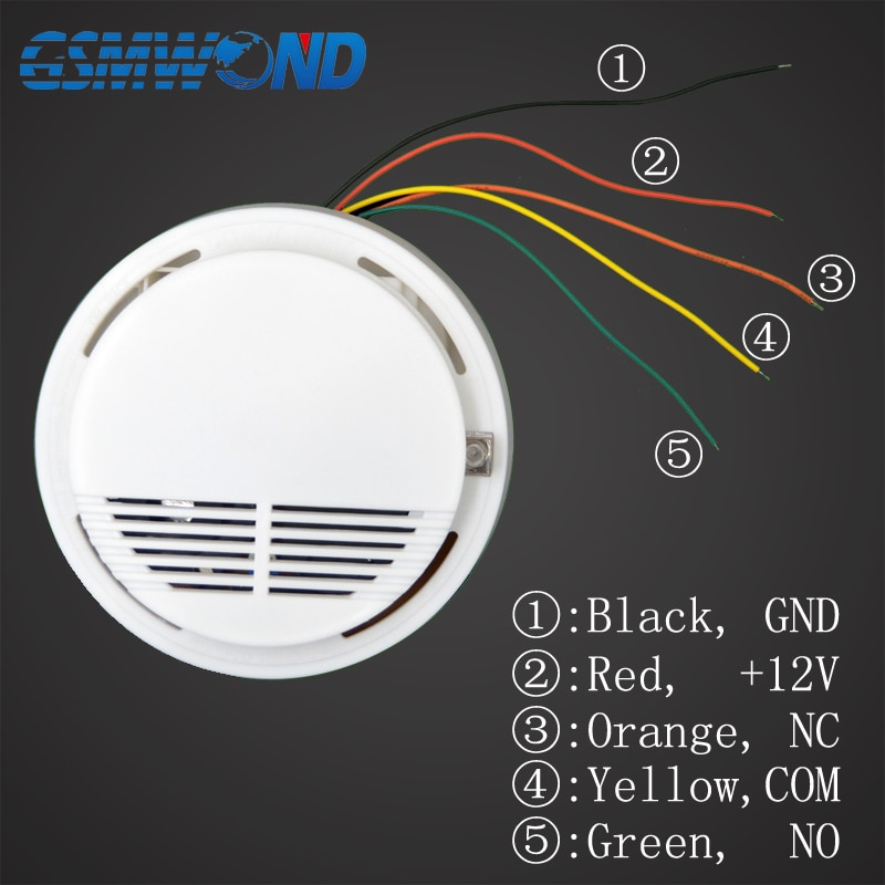 Gsmwond kablet røgdetektor røgsensor alarm til kablet bolig indbrudstyv wifi / gsm / pstn / app alarmsystem.
