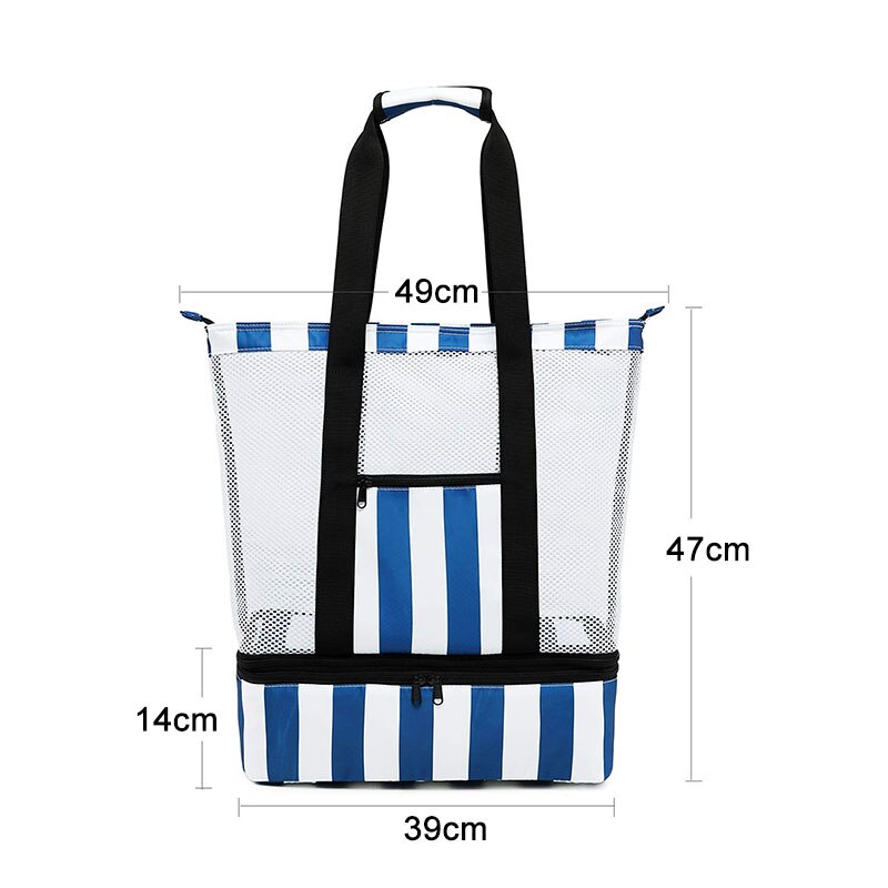 2 stk/sæt svømmetaske mesh tasker våd tør taske til pool strand vandtæt pose isoleret picnic kølesæk svømme køletaske  xa58a