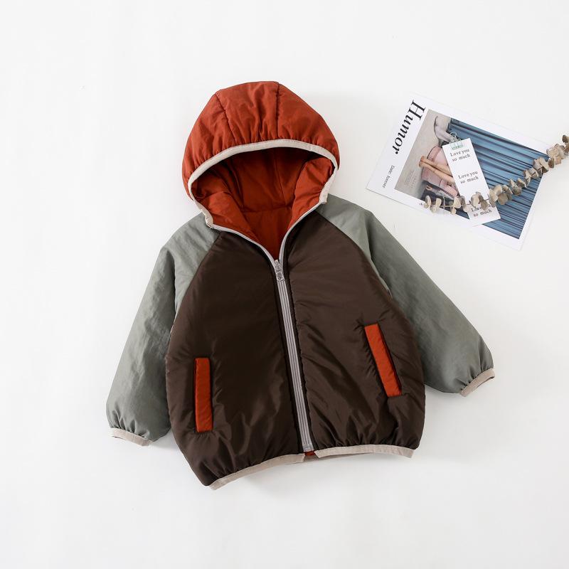 Winter Koreaanse Stijl Twee Gezichten Bijpassende Kleuren Hooded Verdikte Warme Lange Jas Voor Mode Baby Meisjes En Jongens: 12m