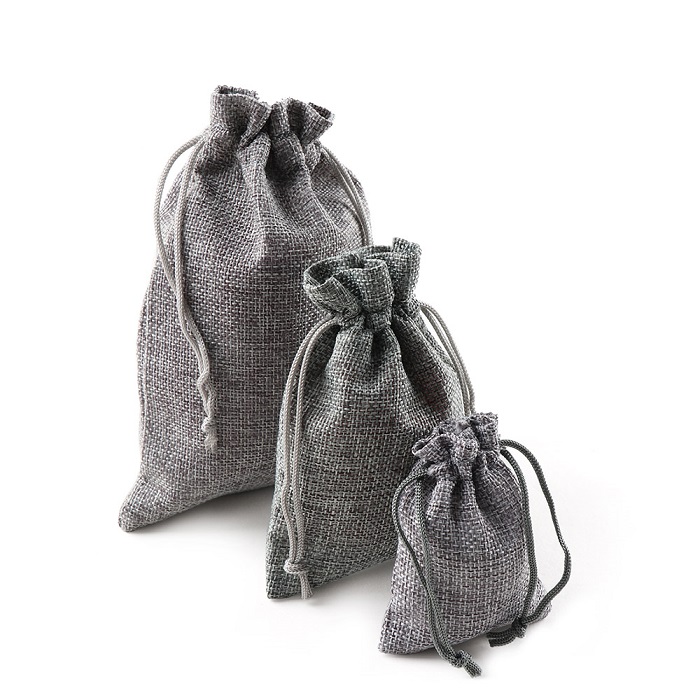 Pochettes en Jute hessien pour mariage | 10 pièces/paquets, nouvelle utile, sac pour mariage, de noël, pochette à cordon, maison: Gris / 10x14cm