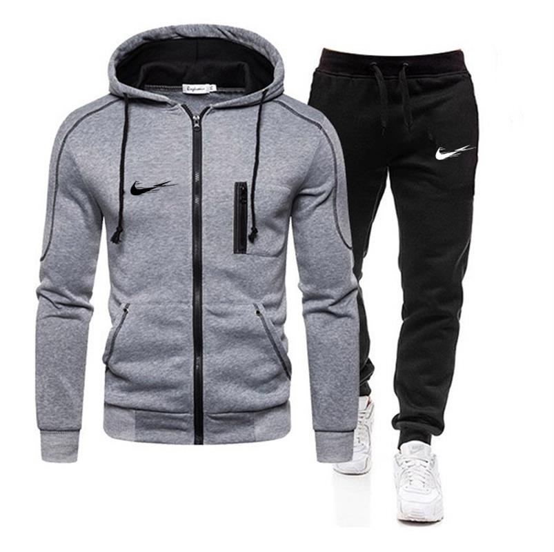 Vêtements de marque pour hommes, pull décontracté en coton, vêtements de sport à capuche pour hommes, costume deux pièces + pantalon, sweat-shirt, costume d'automne et d'hiver