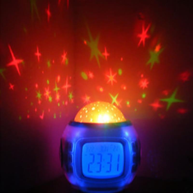Kleurrijke sterrenhemel projectie muziek digitale klok led nachtlampje thermometer wekker voor kinderen babykamer decoratie