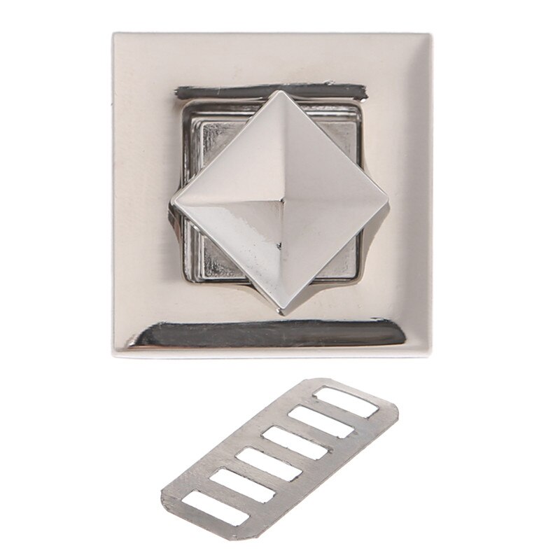 Cierre de forma cuadrada en 4 colores, bloqueo de giro, cerraduras giratorias para DIY, bolsa de mensajero, Hardware, , 1 pieza, accesorios para bolsas de equipaje: Plata