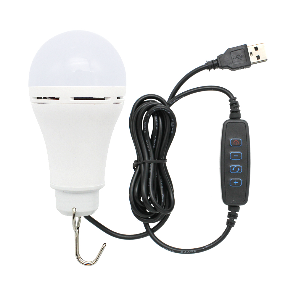 Linterna LED USB para exteriores, Bombilla portátil para acampar, 5V, 3 colores, lámpara recargable regulable para tienda de campaña en casa, senderismo, luz nocturna de emergencia: RGB
