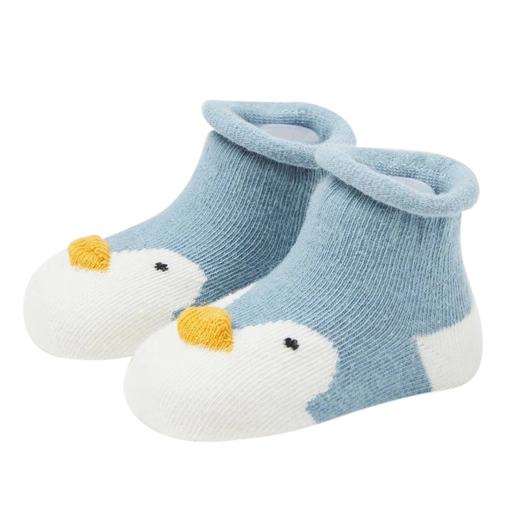 freundlicher Kleinkind Kleinkind Baby Jungen Mädchen Karikatur Tiere Anti-Unterhose Gestrickt Warme Socken Kleinkind Weiche Socken Baby Kleidung Zubehör: blau / S