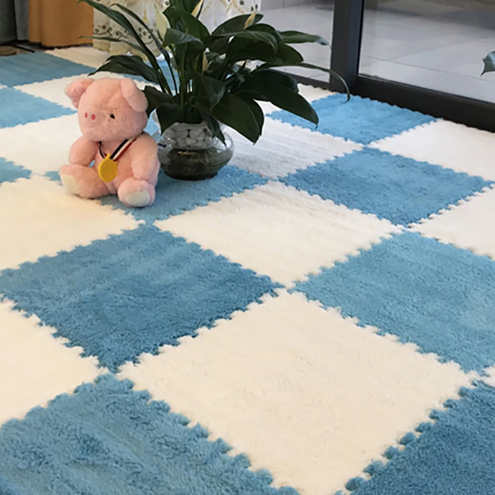 Estera de felpa suave para niños, juguetes para bebés, alfombra de rompecabezas de espuma Eva, alfombras de juego cálidas para niños, alfombras entrelazadas, alfombra infantil de 30x30x1cm: 150X220cm / Borgoña