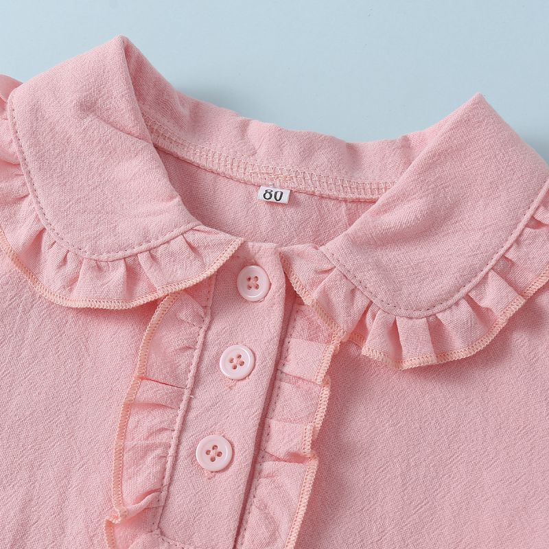 Baby Girls Shirt Leisure Beautiful Long Sleeve Girls Cute Doll Collar Pinkish Casual Spring And Autumn Blouse