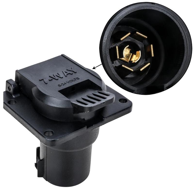 Vehicle-Side Trailer Socket 7 Way RV Blade Style Adapter Connector