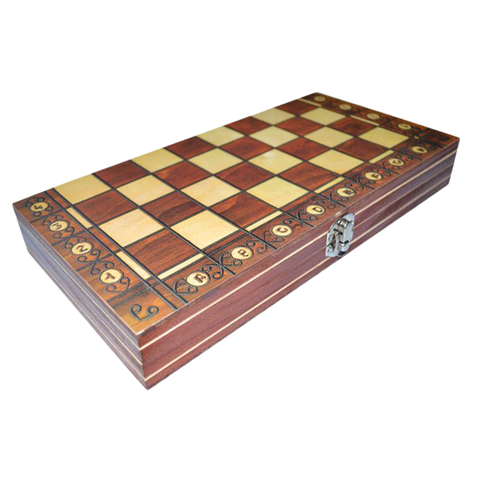 3-In-1 Schaken Dammen Backgammon Vouwen Reizen Houten Spel Set Magnetische Draagbare 13.4x13.4inch