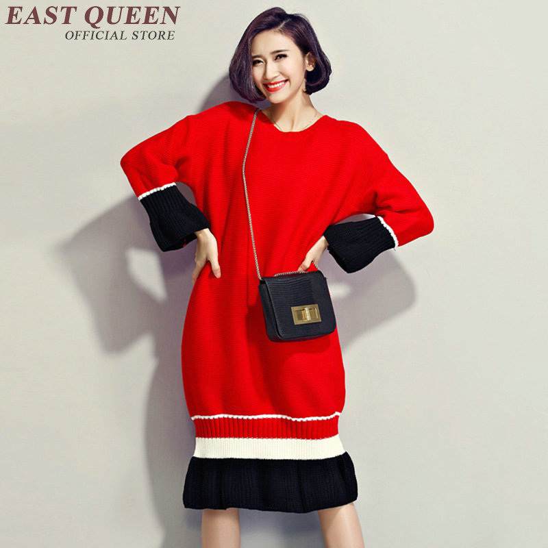 Women winter sweater dress female Autumn winter dress long knitted sweater dress KK1760 H