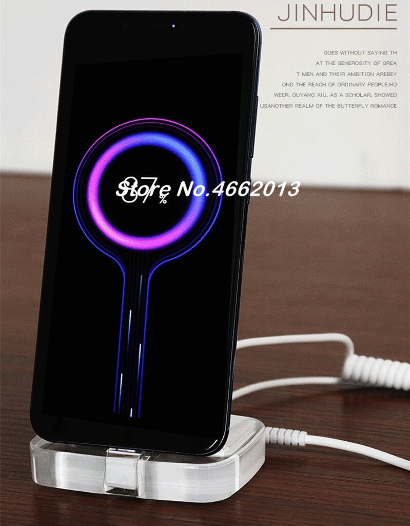 Soporte de seguridad para teléfono móvil iphone sistema antirrobo Burgar soporte de exhibición de alarma acrílico con Control remoto