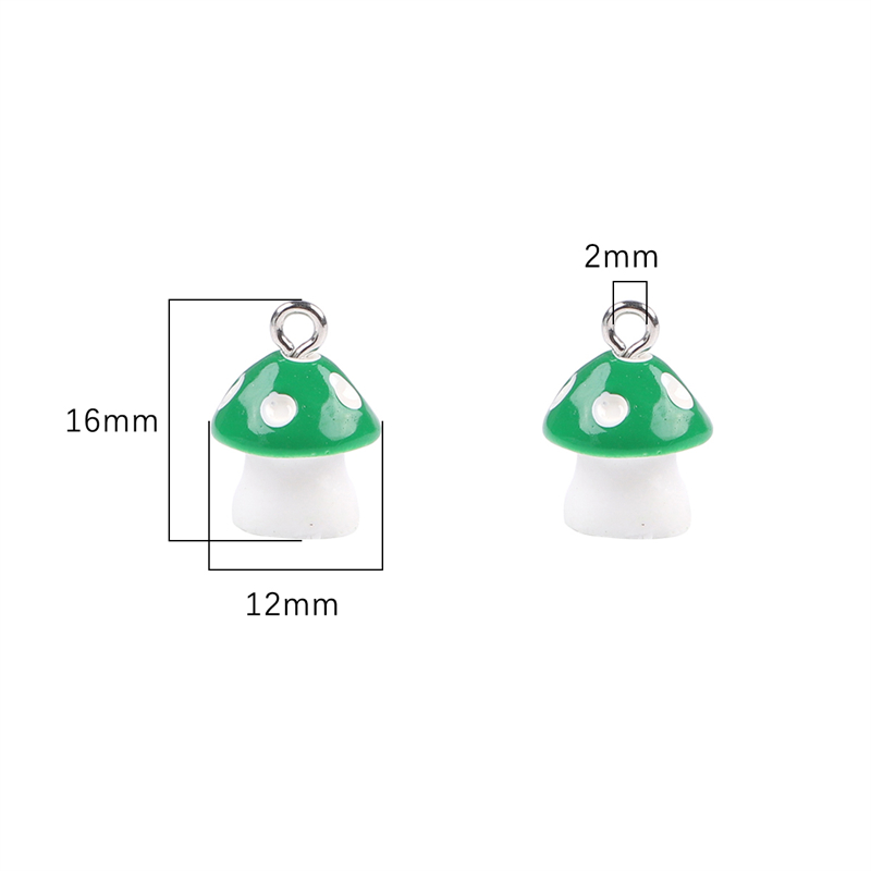 Colgante de resina con forma de seta para collar, pulsera, pendiente, llavero, joyería artesanal, accesorios, 6/10 piezas, 12x16mm