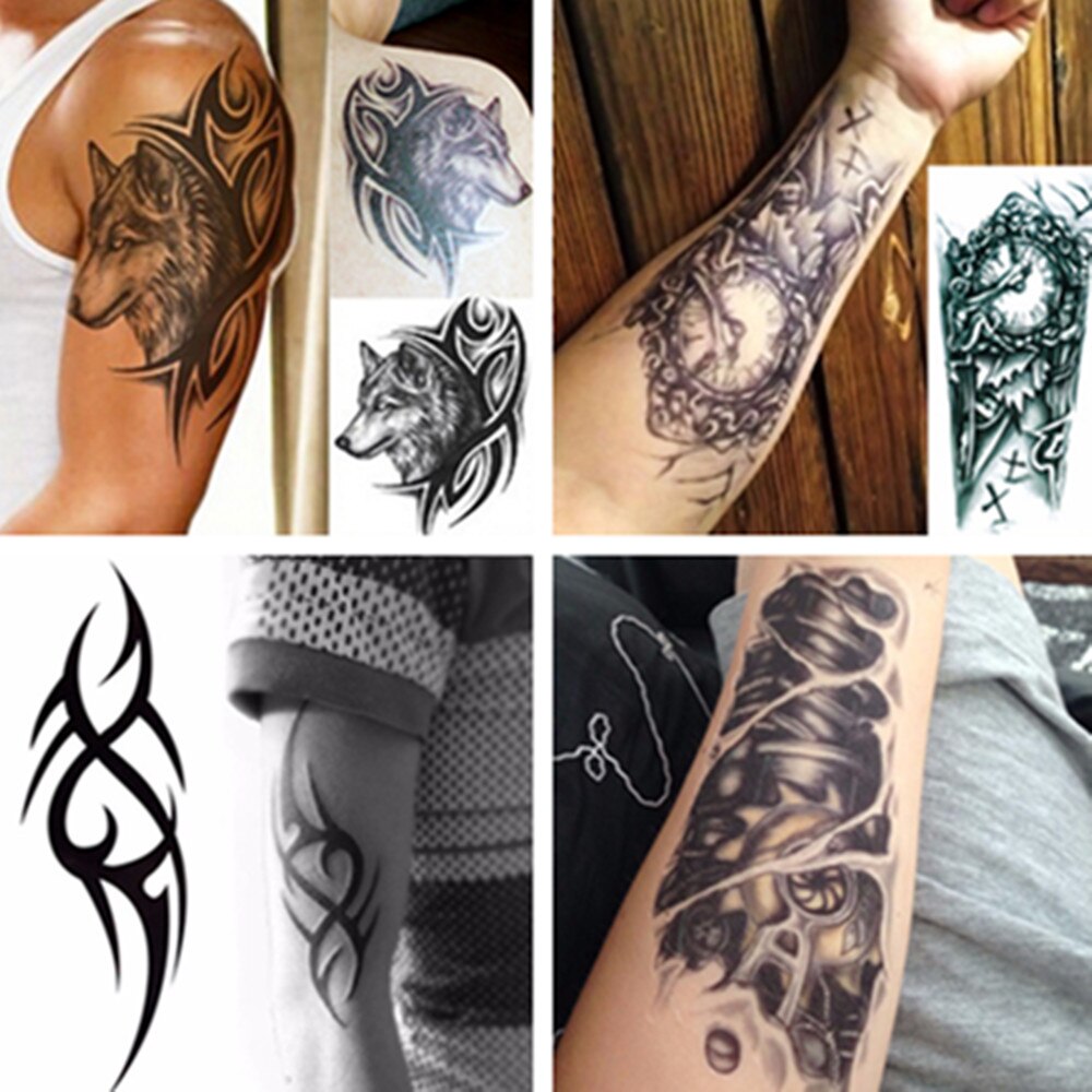 Mannen 3D Grote Tijdelijke Tattoo Waterdicht Tattoo Mouwen Voor Mannen Conversie Van Tattoos Overdraagbare Nep Tatoeëren Flash Stickers
