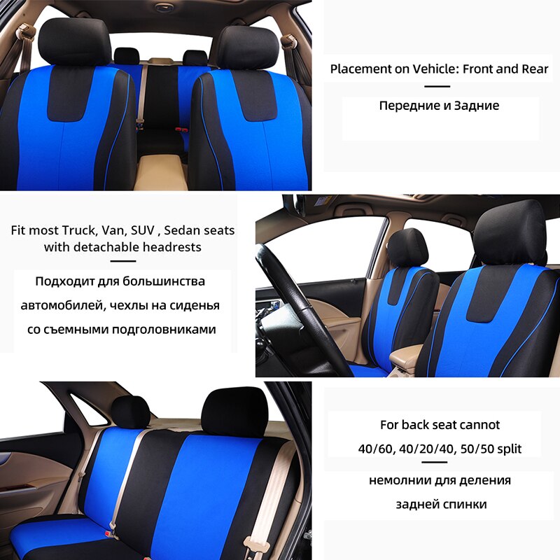 Universal Blue Car Seat Cover Polyester Fabric Protect Seat Covers