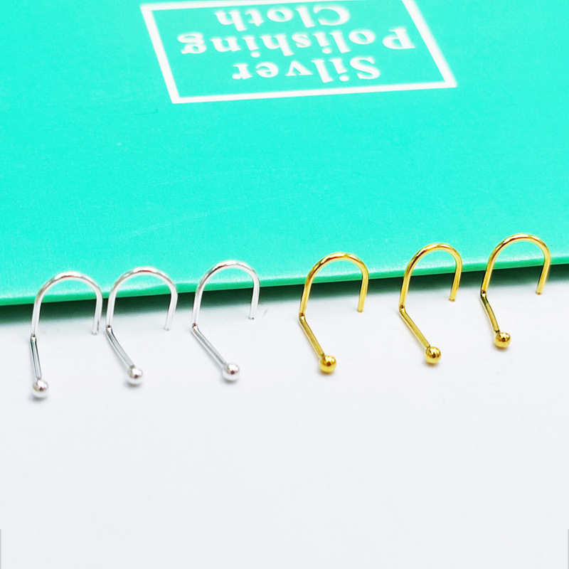 Pendientes de tuerca para nariz y cola de pez, Piercing de Plata de Ley 100, 925mm, 1,5 unids/lote