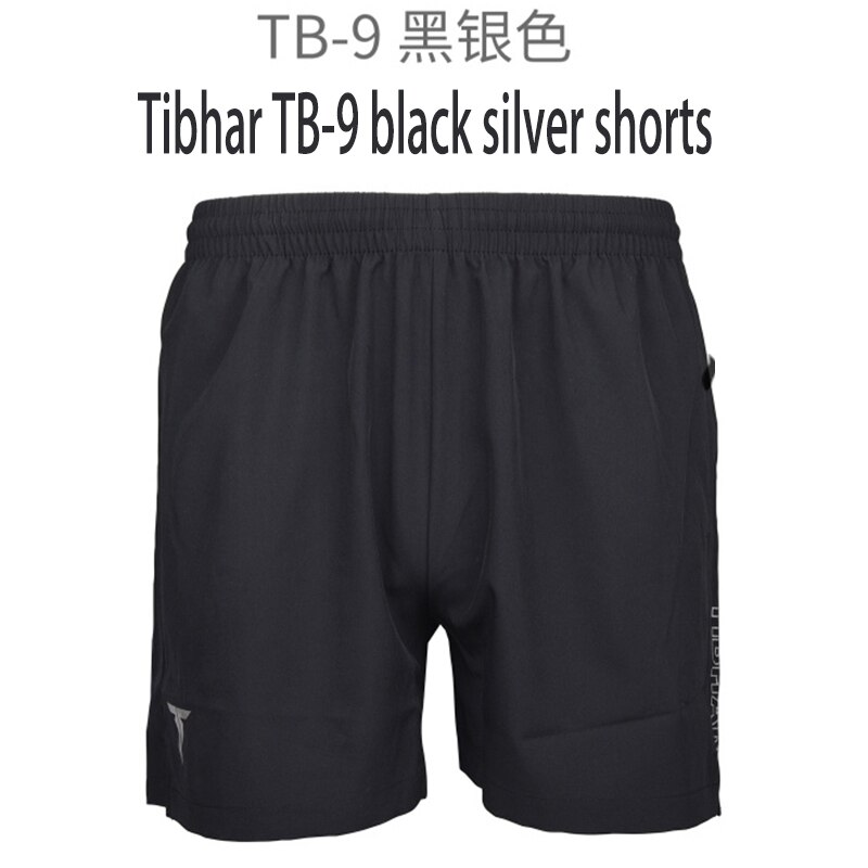 Genuine original Tibhar table tennis shorts TB-9 comfortable high elasticity ping pong clothes sportswear shorts: TB-9 black silver / S