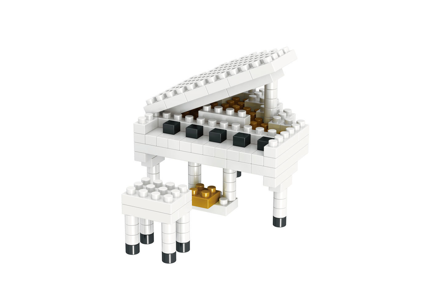 De MOC Muziekinstrument Bouwstenen Muziek Serie ABS Plastic Mini Piano Gitaar DIY Assemblage Bouwstenen Kinderen E: Clear