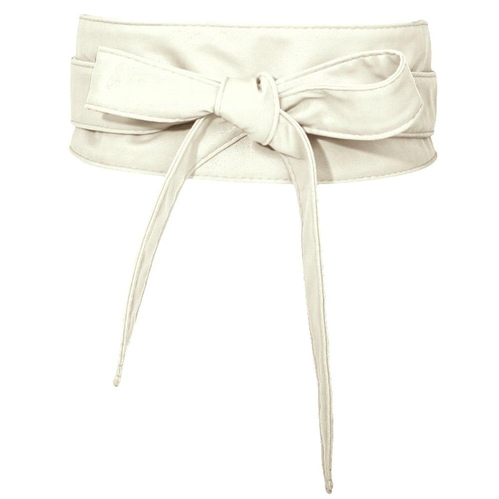 Riem Obi Stijl Taille Band PU Lederen Voor Vrouwen Wrap Rond Zachte temperament: WHITE