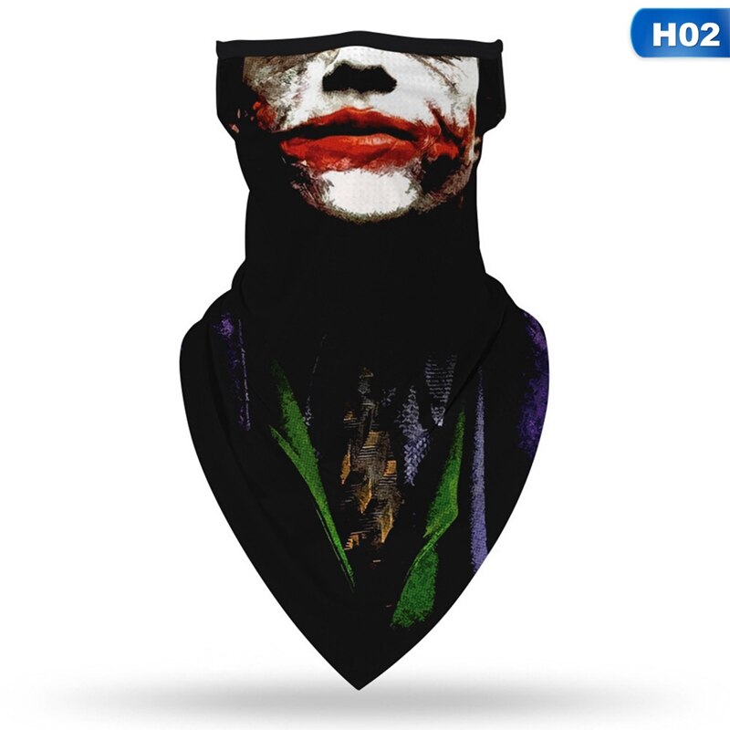 1pc halloween klovn print 3d balaclava magisk tørklæde udendørs sport bandanas ski fiskeri cykling vandring maske hals tørklæde: H02