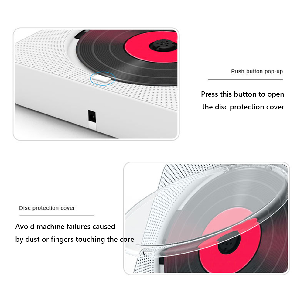 Bärbar cd-multimediaspelare fm-radio bluetooth-kompatibel 5.1 musikspelare 3.5mm musikspelare infraröd trådlös fjärrkontroll