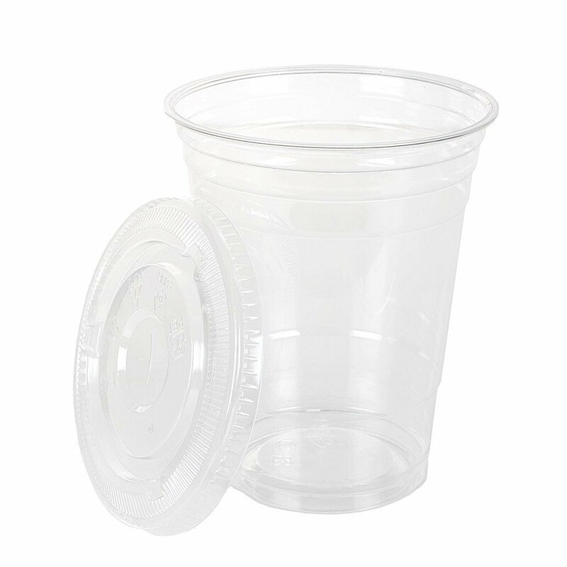 Tasses à Smoothie jetables, couvercles en plastique, verres à Milkshake, tasse de fête en verre, tasse à thé à bulles, gobelets en plastique avec couvercles, tasses à dessert: 20 oz 600ml / 100 pcs