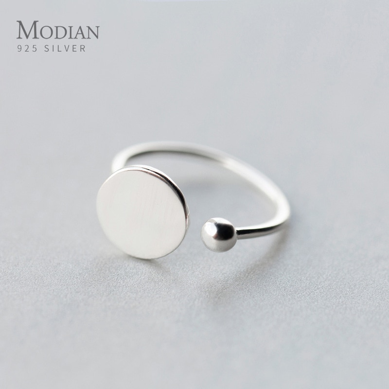 Modian Geometrische Disc Licht Kralen Ring Voor Vrouwen Classic 925 Sterling Zilveren Mode Eenvoudige Gratis Grootte Ring Fijne Sieraden