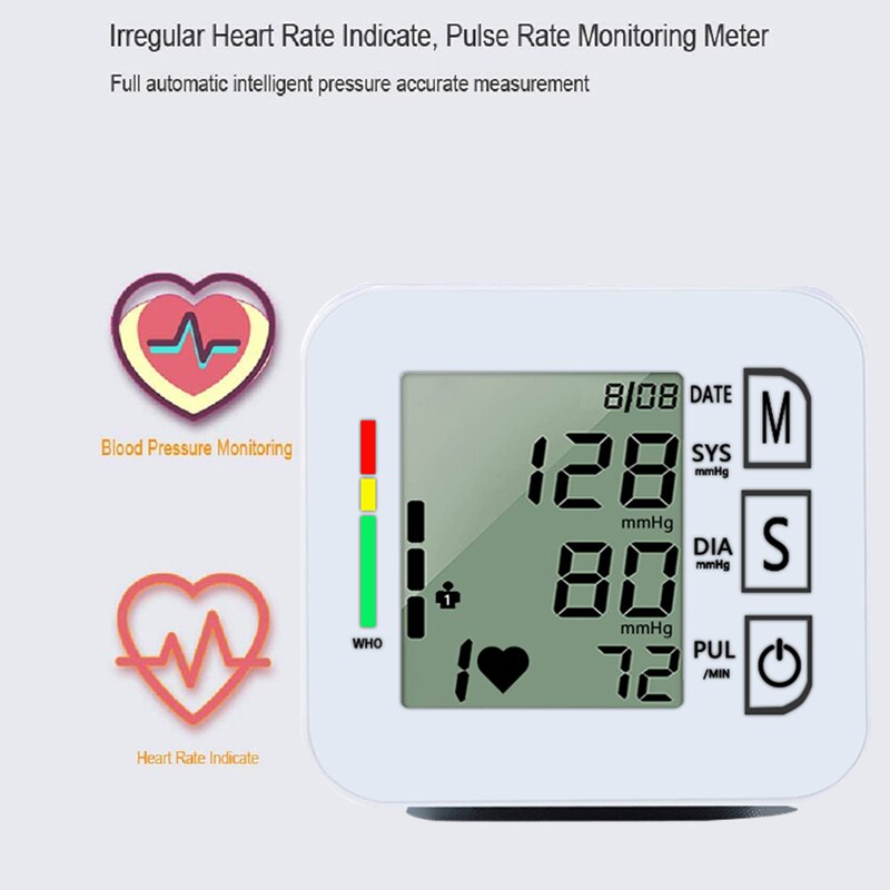 Bloeddrukmeter Automatische Bovenarm Bloeddrukmeter Pulse Gauge Meter Bp Monitor Digitale Lcd Bloeddrukmeter
