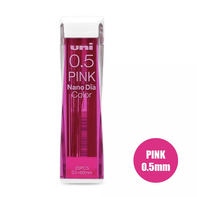 1 lote (20 piezas)-Uni 0,5-202NDC mecánico lápiz de Color Led pintura mecánica especial recargas lápiz estudiante de la Escuela de la Oficina de 8 colores: Pink