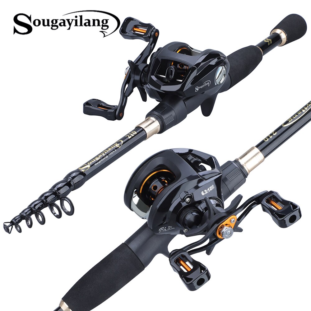 Sougayilang 1.8-2.4 M Draagbare Telescopische Hengel En 12 + 1bb 6.3: 1 Overbrengingsverhouding Vissen Reel Visgerei Combo