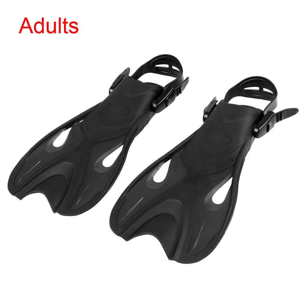 erwachsene/Kinder Anti-slip Schwimmen Flossen Verstellbaren Riemen Tauchen Flossen Offener Ferse Schwimmen Flossen Flossen Schnorcheln Scuba ausrüstung: adults black / S/m