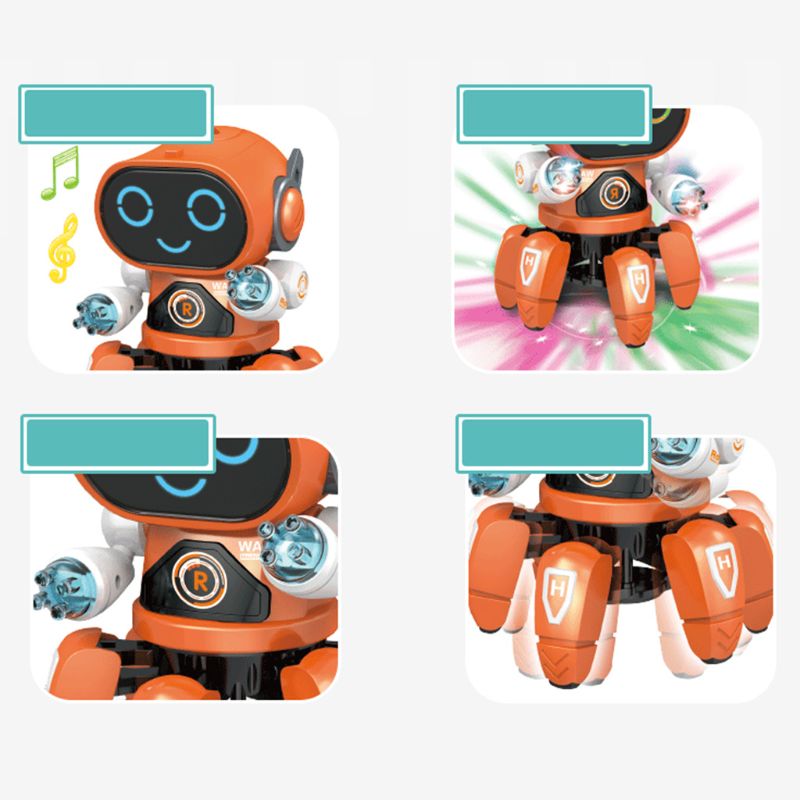 Electronic Intelligent Six Claws Robot Dancing Colorful Flashing Lights Kids Toy GXMB