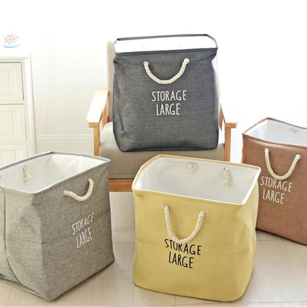 Large Storage Open Laundry Bucket Light Brown Cleaning Bag Bucket Home Case For Homeuse Bag Case Kep Bathroom
