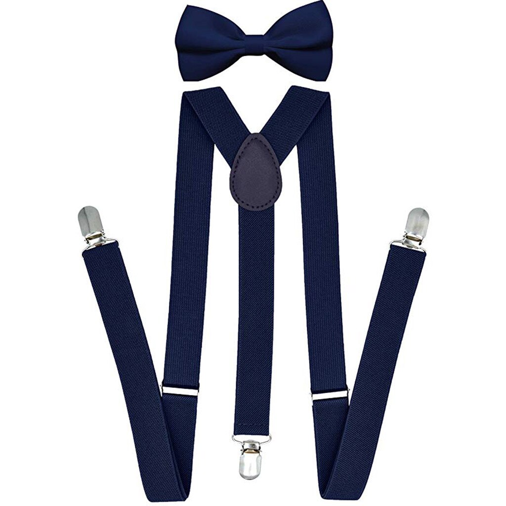 Heren Kinderen Bretels Bowtie Sets Kind Jongen Meisje Y-Back Braces Vrouwen Katoen Vlinder Riem Verstelbare Elastische Vlinderdas shirt Broek: NY