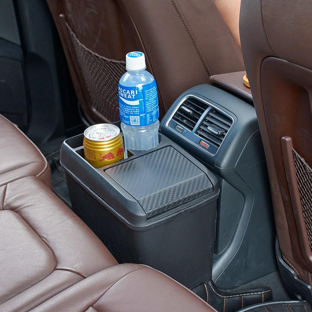 Car Trash Bin Multi-Function Auto Trash Can Interior Storage Box Cup Drink Holder