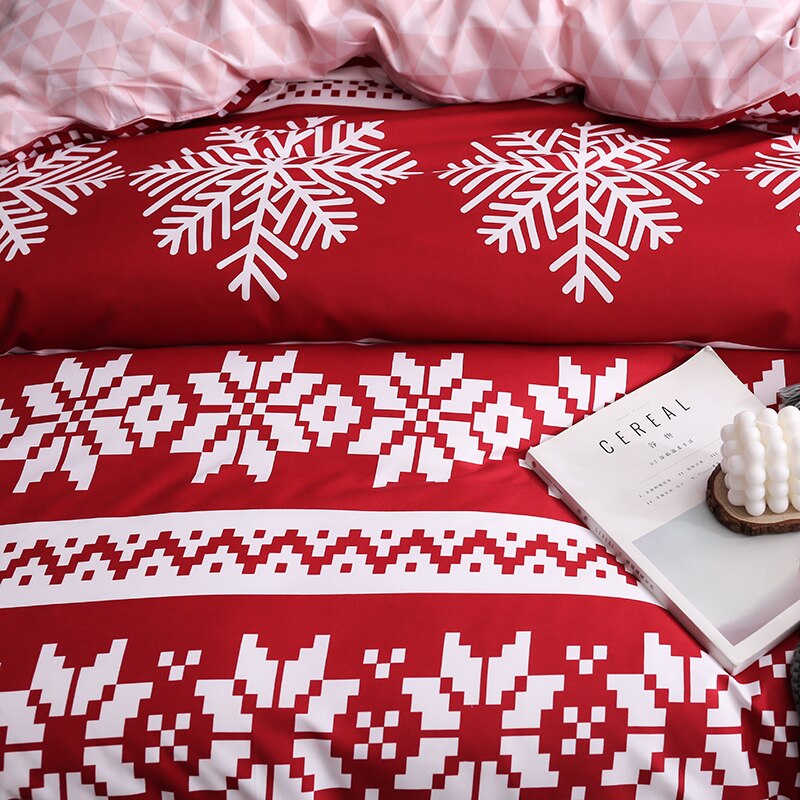 Jul snöflingor hem sängkläder set 3/ 4 st påslakan set ab sido sänglinne platt lakan sängkläder vuxen geometrisk