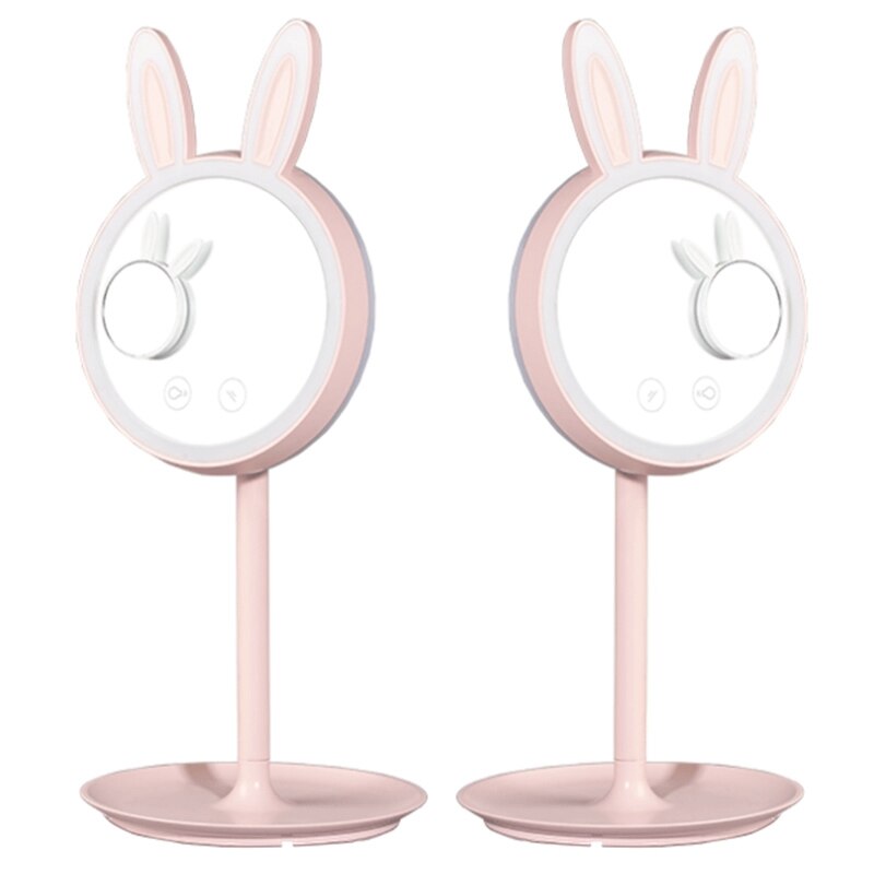 Kanin makeup spejl med tre lys lysende lampe opladning led makeup bordlampe soveværelse sengekant badeværelse spejl front lys