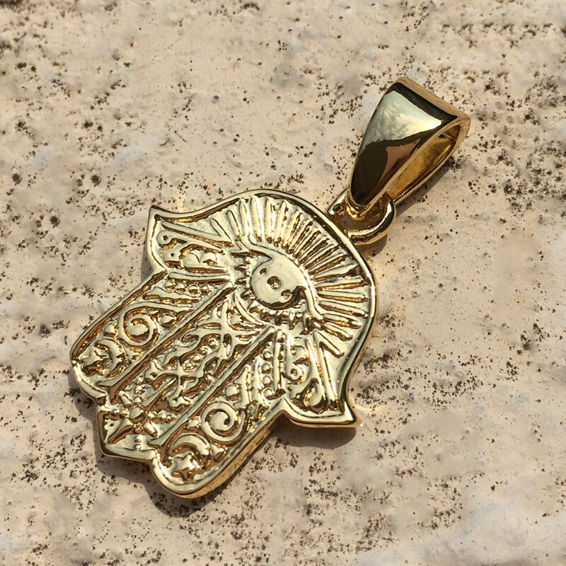 Langtidsholdbare micro pave cz buddha vedhæng halskæde guld kors hip hop smykker til mænd og kvinder jul: Hamsa