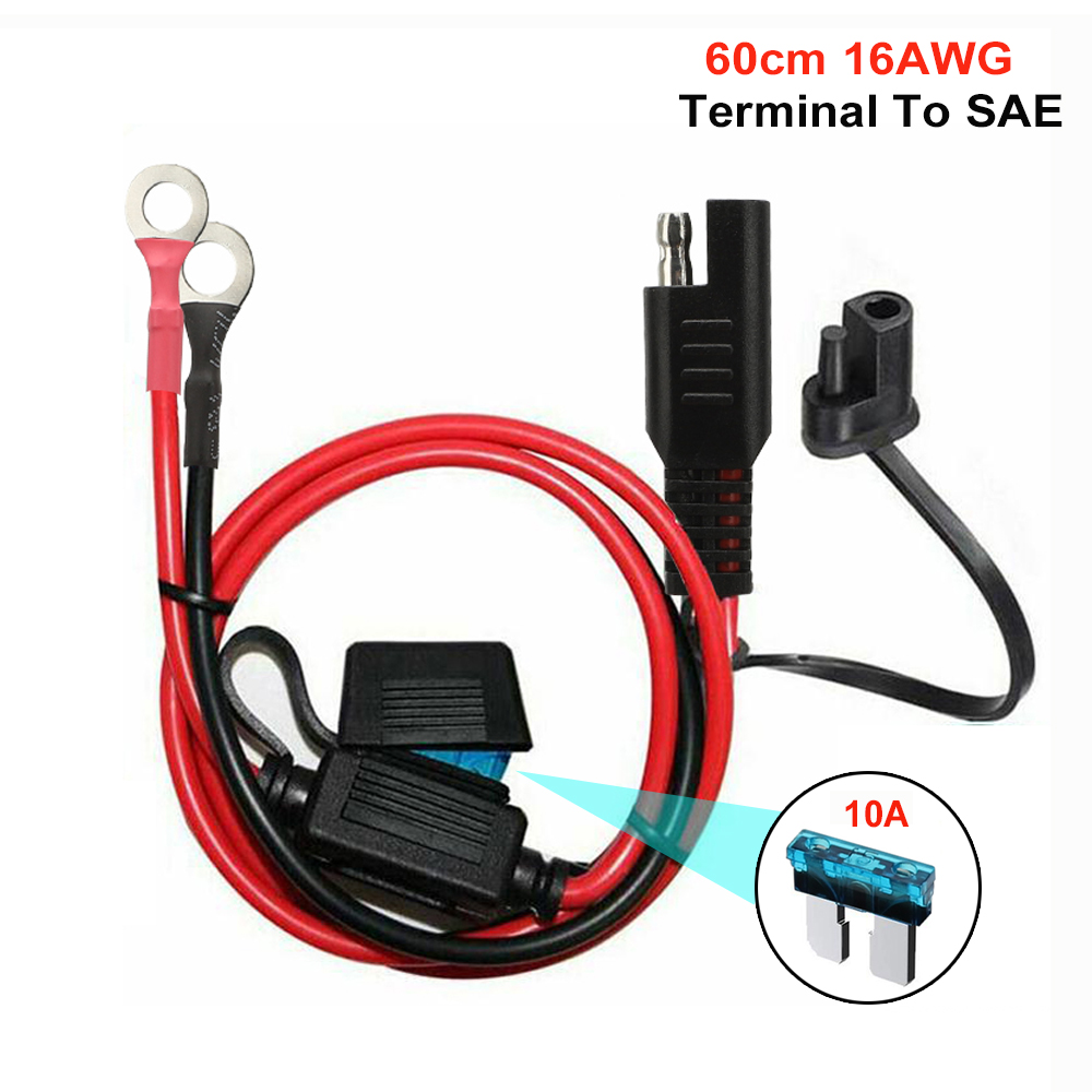 12V Ladegerät Kabel 16AWG Für Motorrad Batterie Terminal Zu SAE Schnell Verlängerung Kabel Kabel Stecker Für Lenker Telefon Ladegerät