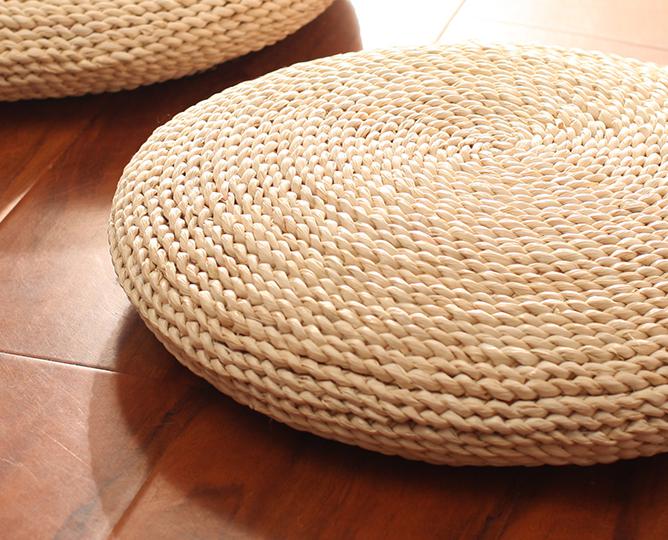 Tea ceremony straw mats cushion thickening meditation mat Zen sitting rattan cushion pad futon round cushion chair cushion: wide40cm 8cm high