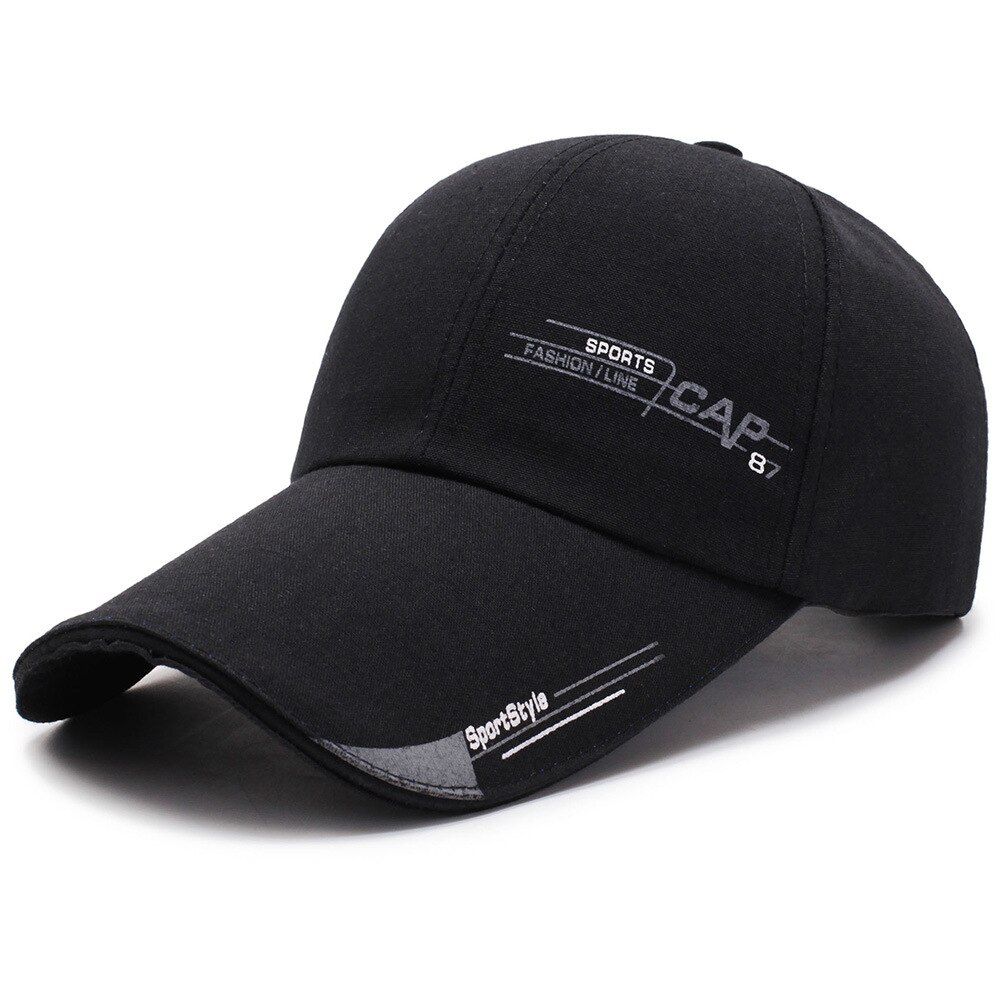 Baseball Cap Mannen Voorjaar Outdoor Sport Leisure Zonnehoed Verlengd Rand Schaduw Brief Hoed Mode Comfortabel En Ademend: Black